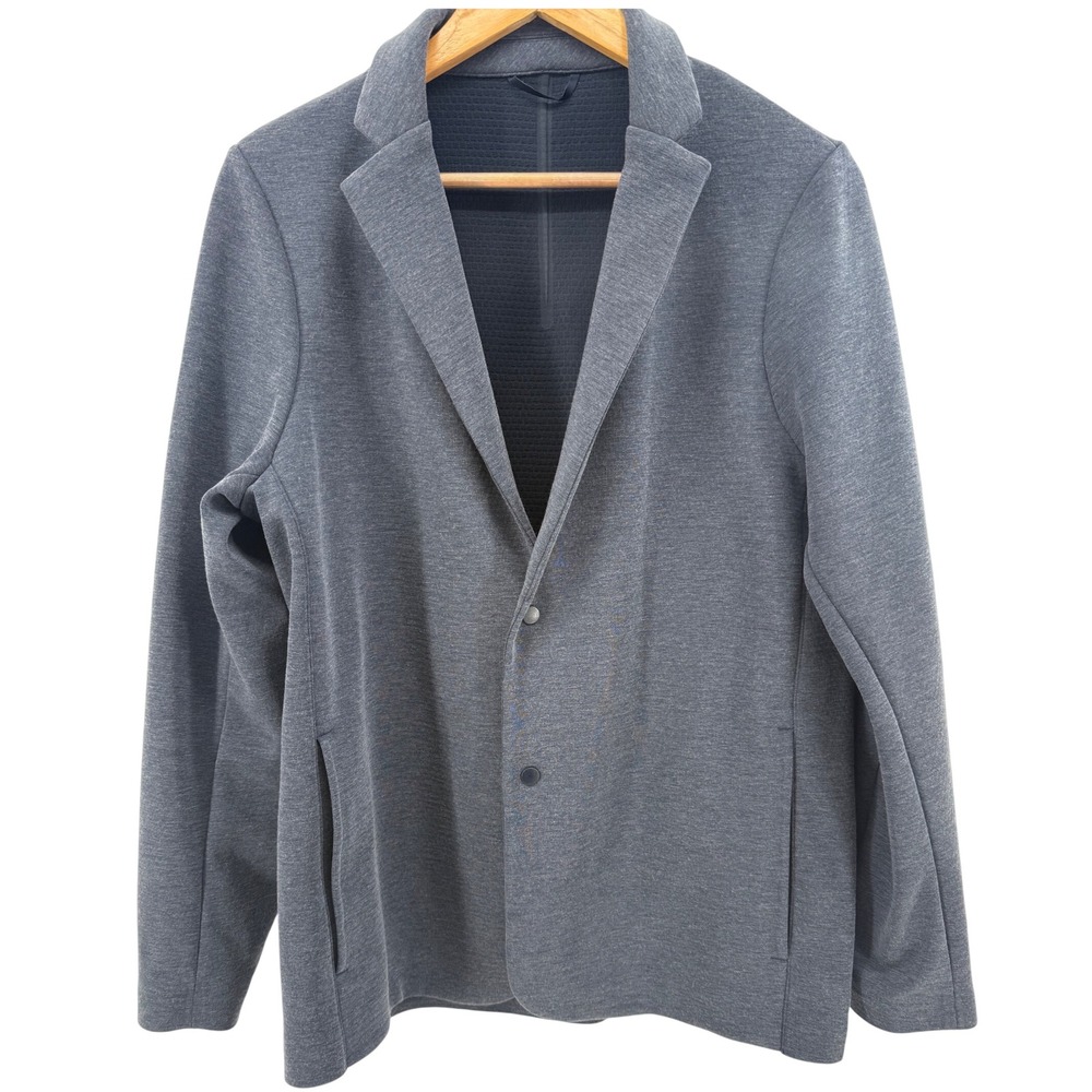 Lululemon Mens Gridliner Fleece Blazer Heathered True Navy Sport Coat Size S